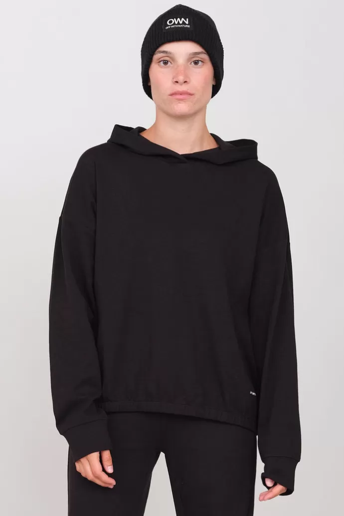 Off With Nature Interlock Short Hoodie Black