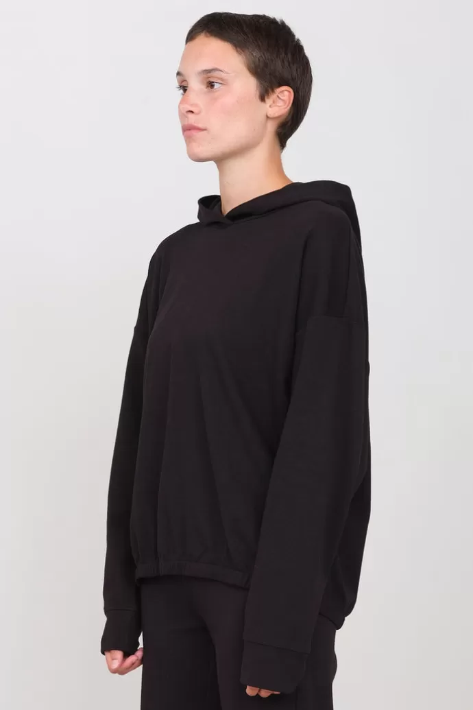 Off With Nature Interlock Short Hoodie Black