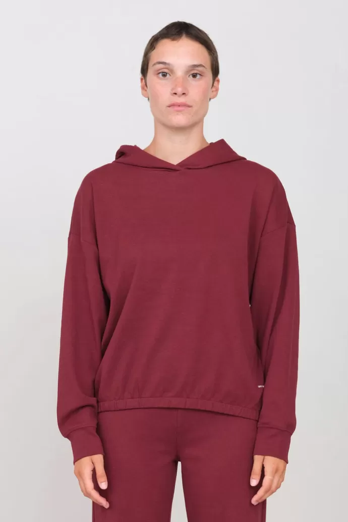 Off With Nature Interlock Short Hoodie Prune