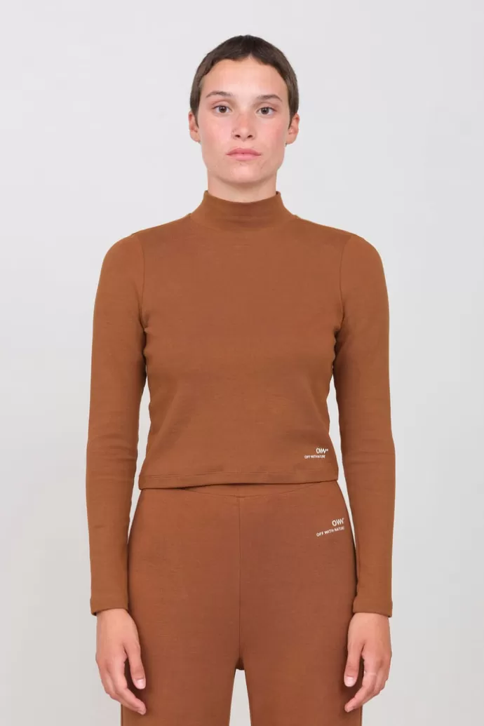 Discount Off With Nature Interlock Turtleneck Peanut