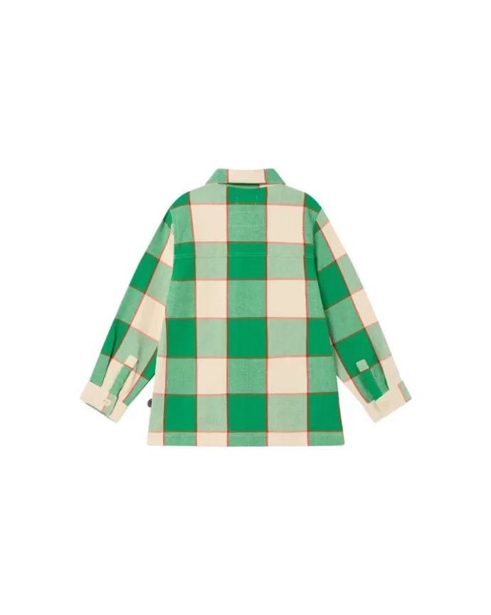 Clearance Thinking MU Kids' Kiwi Overshirt Green Checks