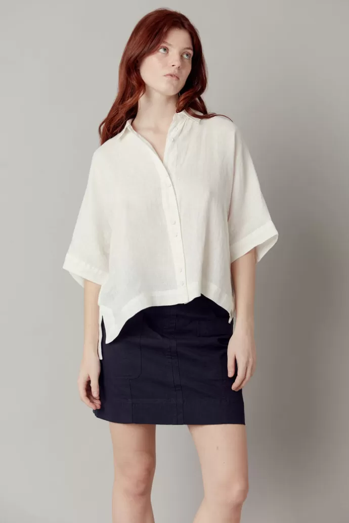 Shop KOMODO Kimono Organic Linen Shirt Off White