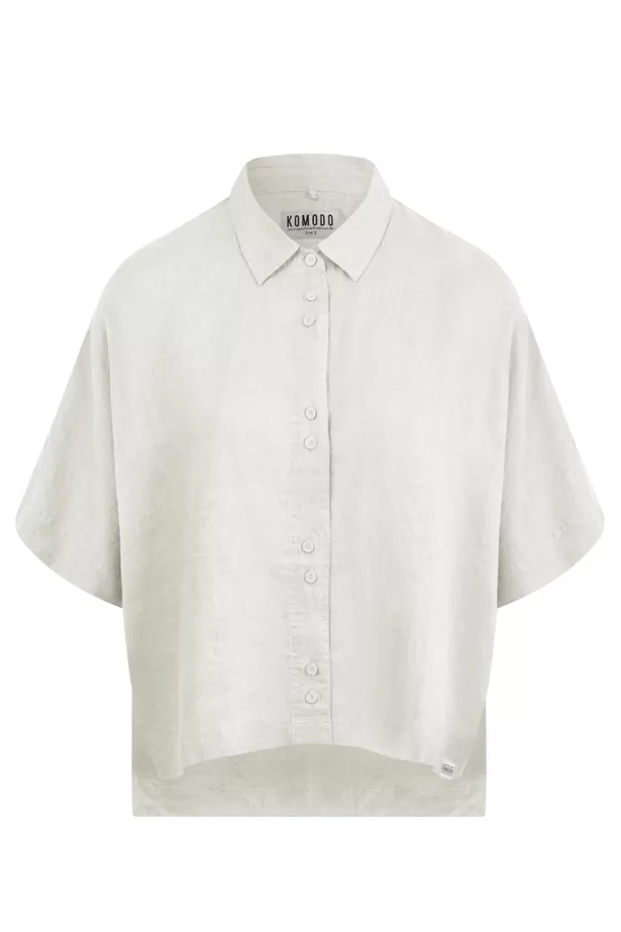 Shop KOMODO Kimono Organic Linen Shirt Off White