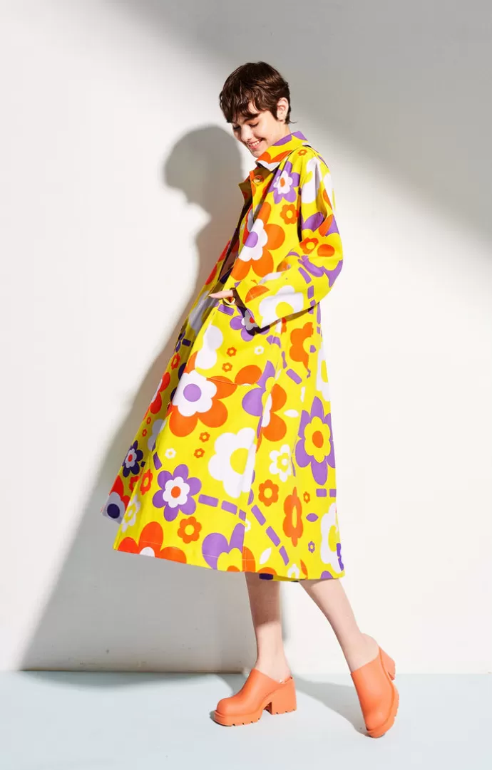 TOMCSANYI Klara Trench Coat Space Flowers