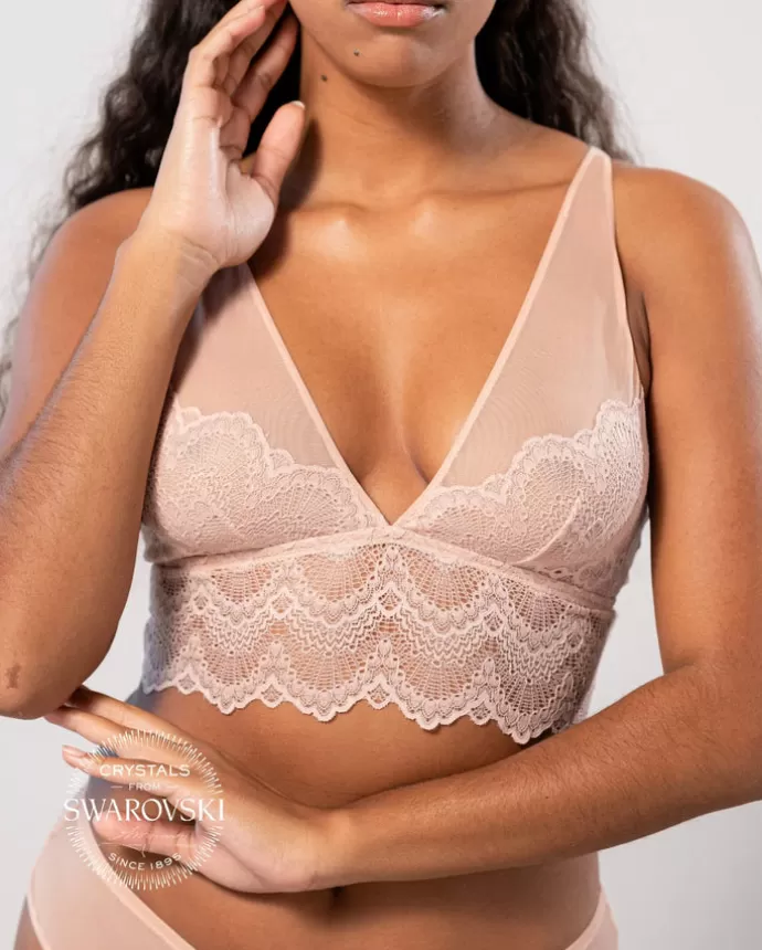 Cheap UNDERSTATEMENT Kristalli Mesh Plunge Bralette Toppi Naked