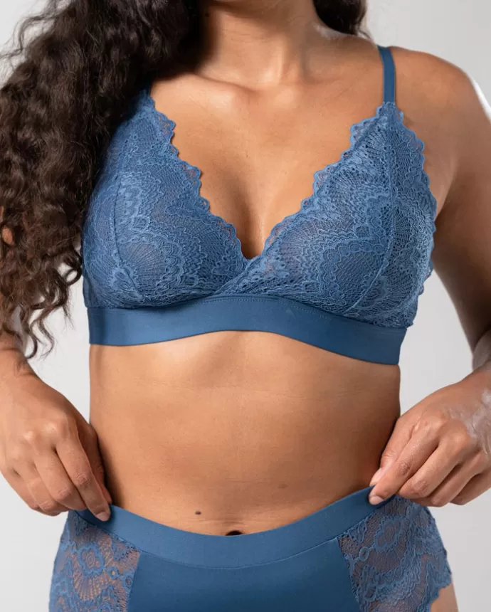 Best Sale UNDERSTATEMENT Lace Lined Bralette Stormy Sky