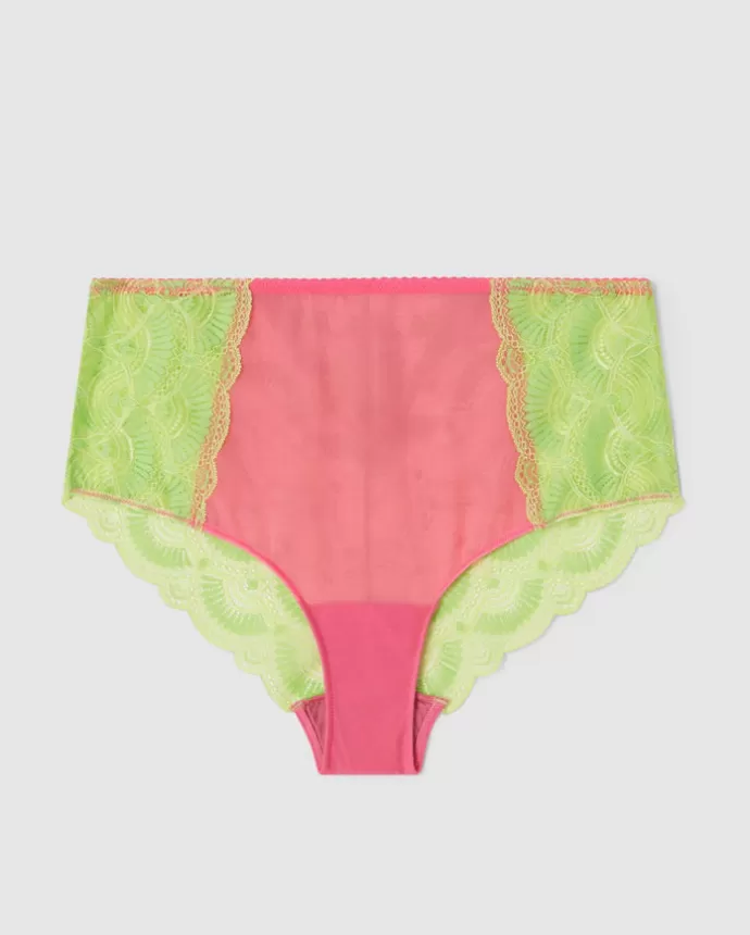 Store UNDERSTATEMENT Lace Mesh Highwaist Briefs Lime/Pink