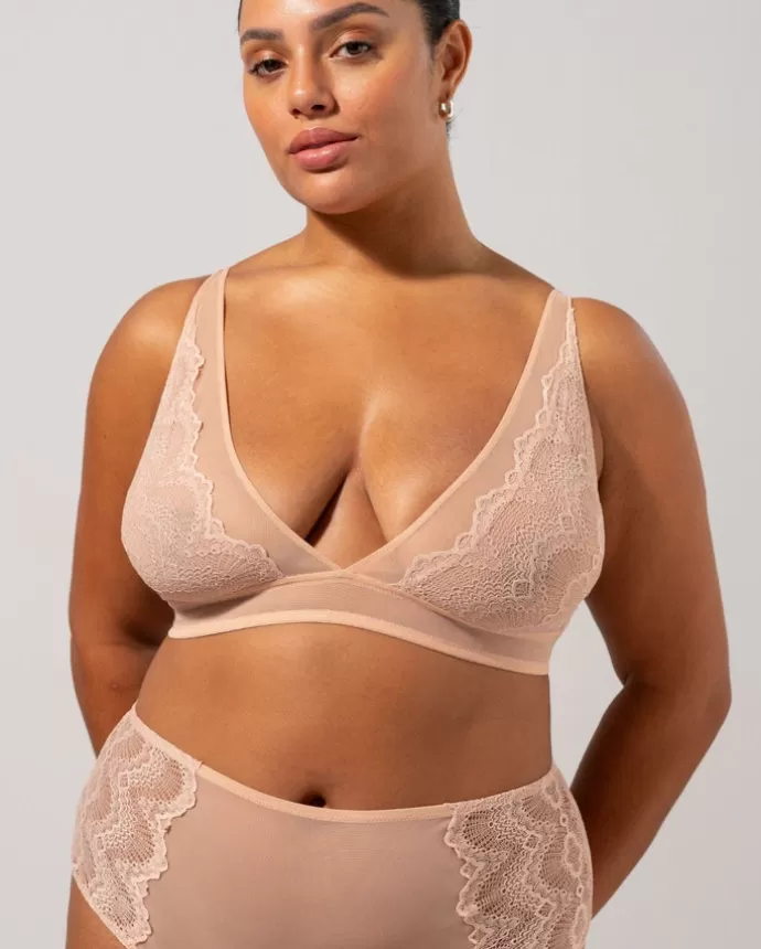 Fashion UNDERSTATEMENT Lace Plunge Bralette Nude