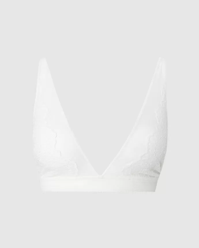 Cheap UNDERSTATEMENT Lace Plunge Bralette Off White