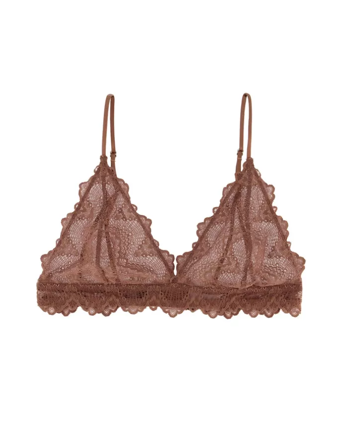 Cheap UNDERSTATEMENT Lace Triangle Bralette 001 Cacao