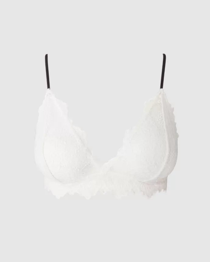 Outlet UNDERSTATEMENT Lace Triangle Bralette White/Black