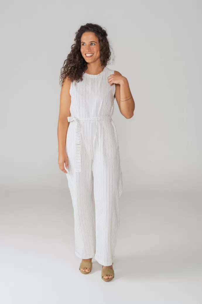 Discount Näz Lagos Jumpsuit Beige Raidallinen