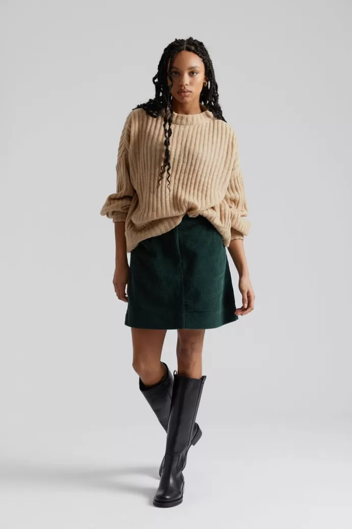 KOMODO Leoni Cotton Cord Miniskirt Soft Ivy