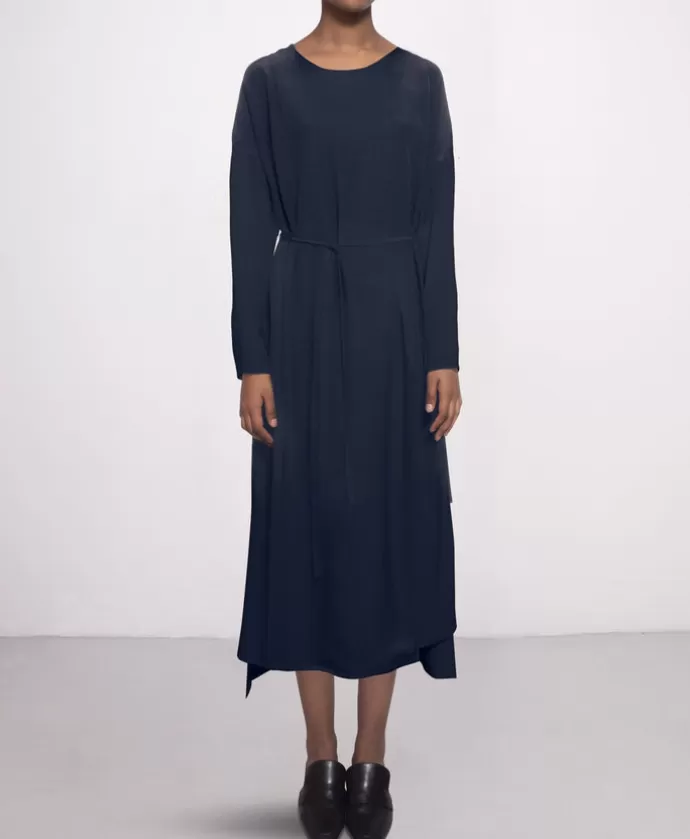 Studio Heijne Long Ls Silk Dress Navy