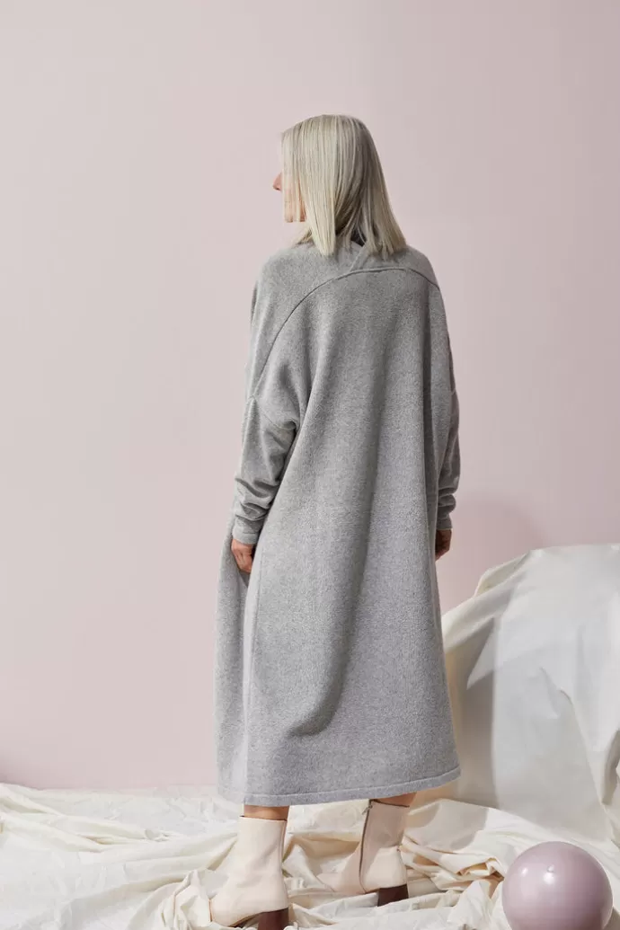 Papu Long Split Cardigan Melange Grey