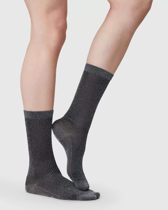 New Swedish Stockings Magda Shimmery Socks Black