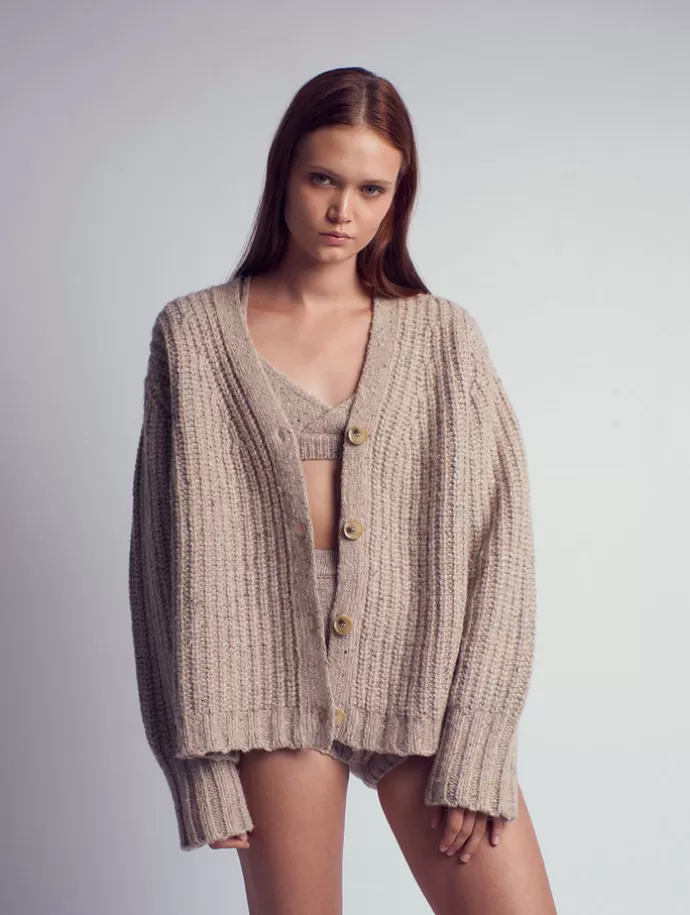 Leap Concept Marianela Chunky Knit Cardigan Light Brown