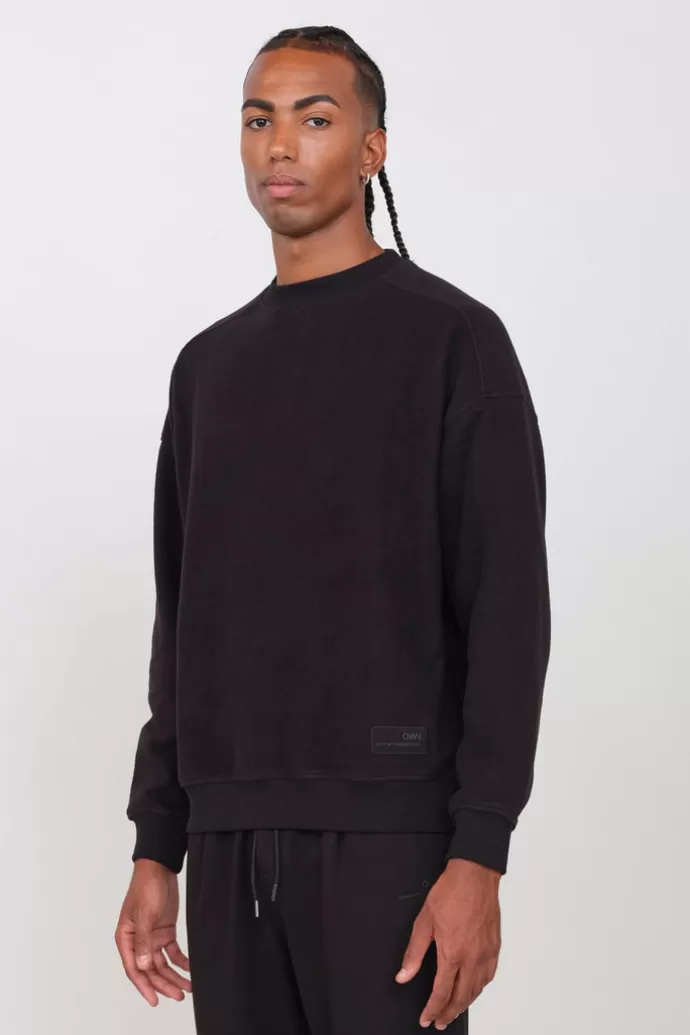 Sale Off With Nature Men'S Fleece Crew Neck Black