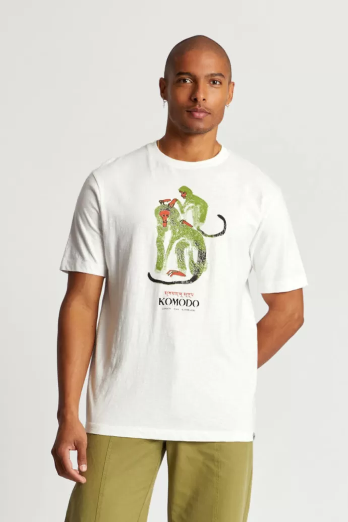 Cheap KOMODO Men'S Monkeys Tee Organic Cotton Off White