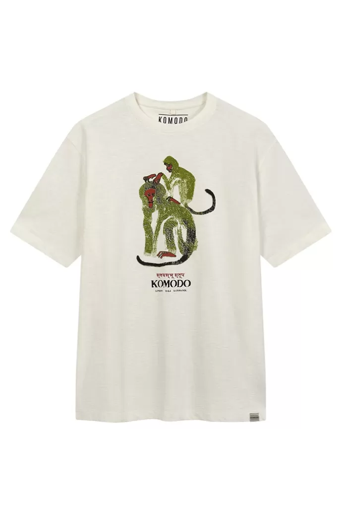 Cheap KOMODO Men'S Monkeys Tee Organic Cotton Off White