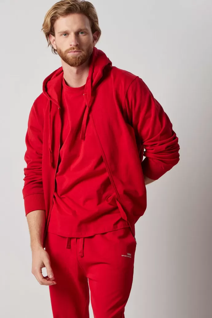 Cheap Off With Nature Men'S Zip-Up Sweatsuit Set Red