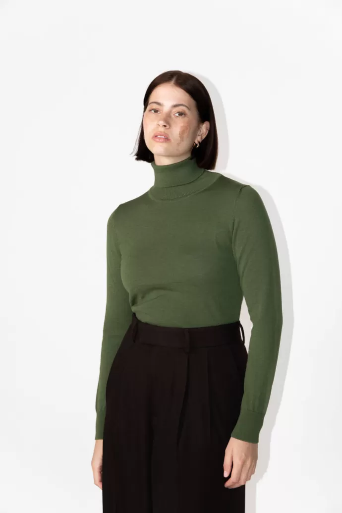 Store Rhea Merino Roll Neck Poolopaita Vihrea