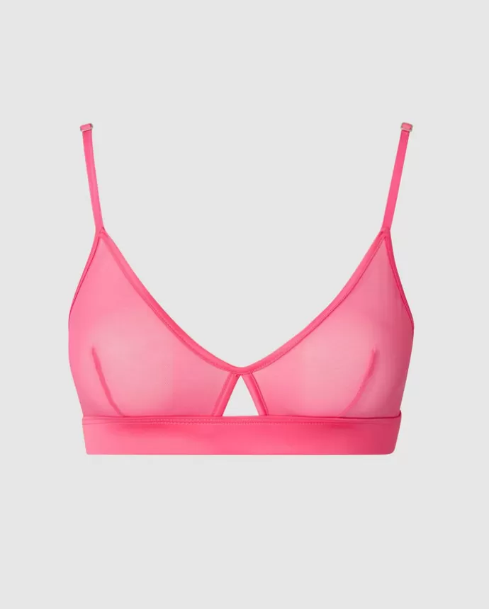 Online UNDERSTATEMENT Mesh Cut-Out Triangle Bralette Bubblegum Pink