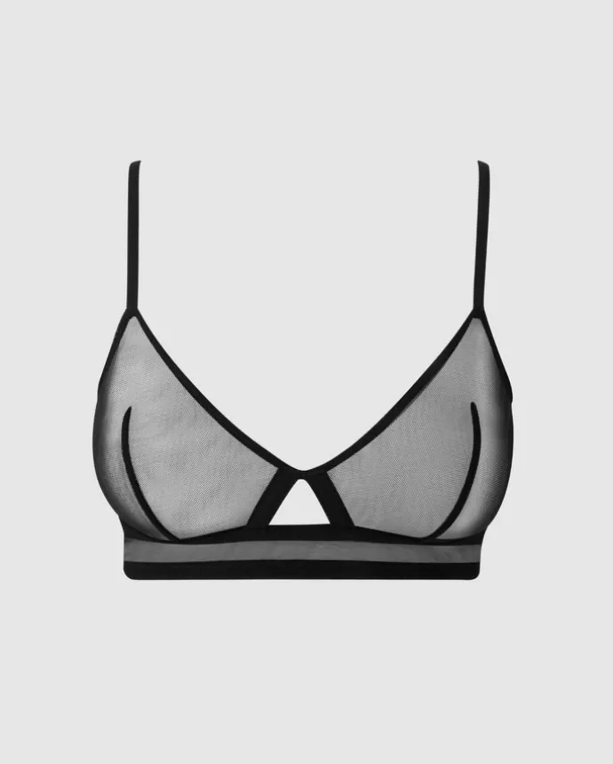 New UNDERSTATEMENT Mesh Cut-Out Triangle Rintaliivit Musta