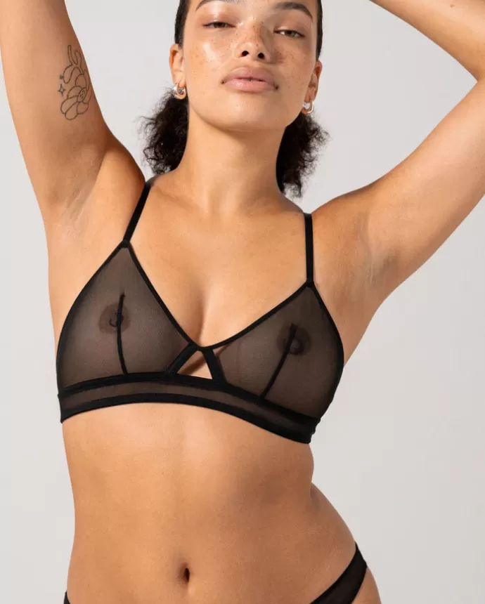 New UNDERSTATEMENT Mesh Cut-Out Triangle Rintaliivit Musta