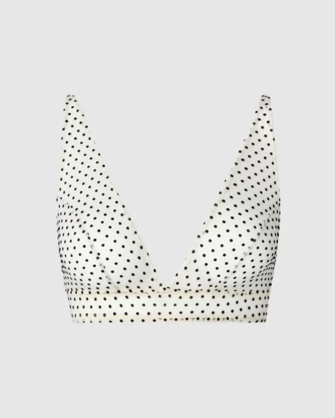 Clearance UNDERSTATEMENT Mesh Plunge Bralette Polka Dots