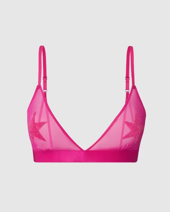 New UNDERSTATEMENT Mesh Triangle Bralette Hot Pink