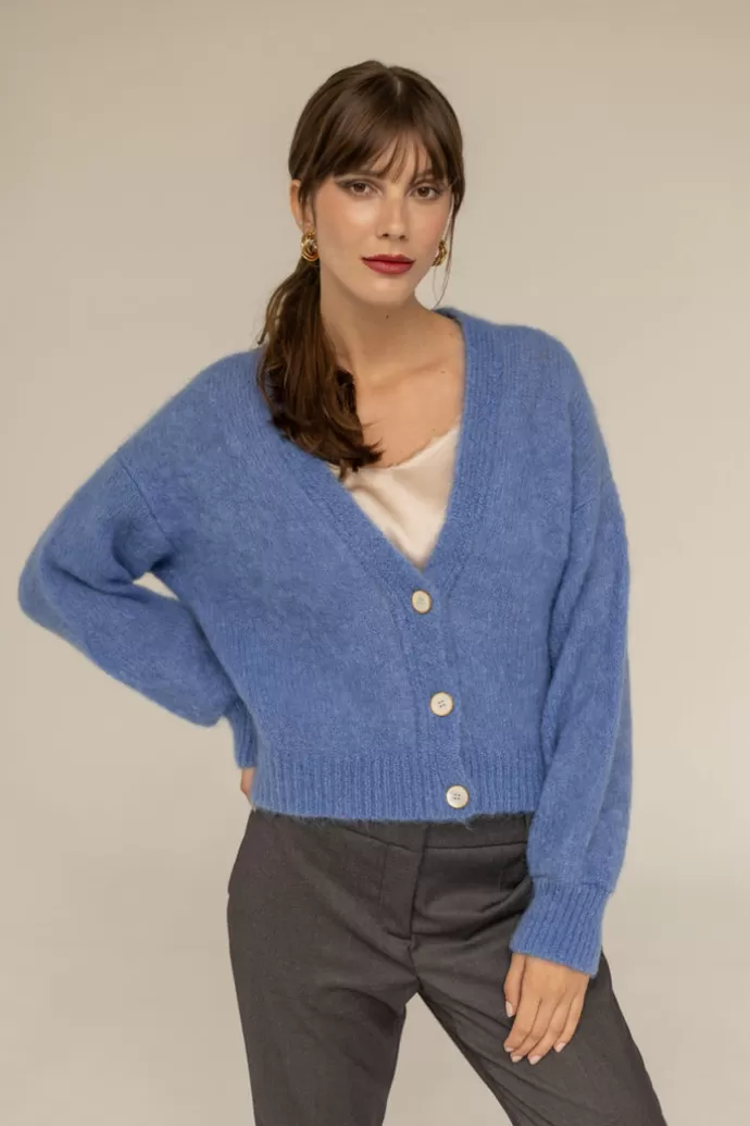 Enteliér Mia Mohair Cardigan Blue