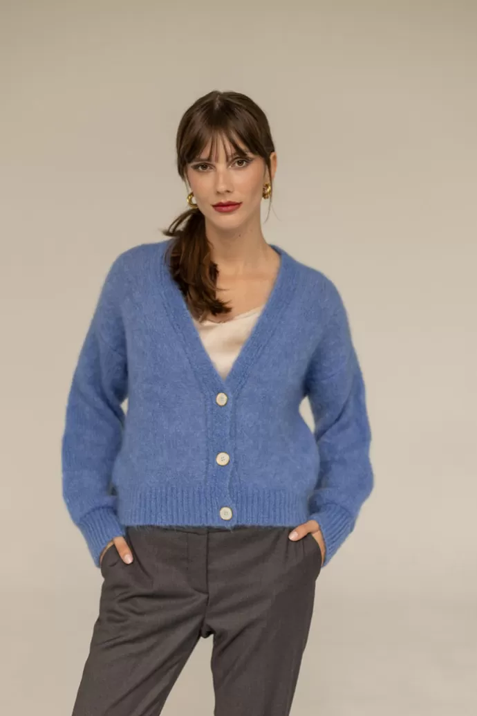 Enteliér Mia Mohair Cardigan Blue