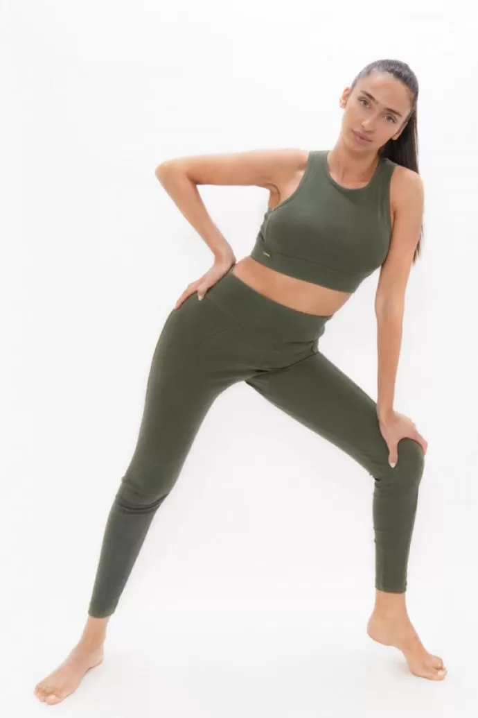 Online 1 People Munich Muc High Waisted Leggings Green Ash