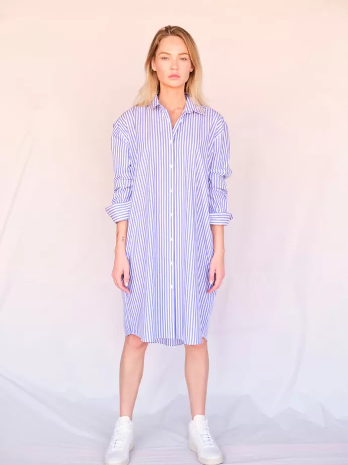 WOTE Organic Cotton Shirt Dress Stripes