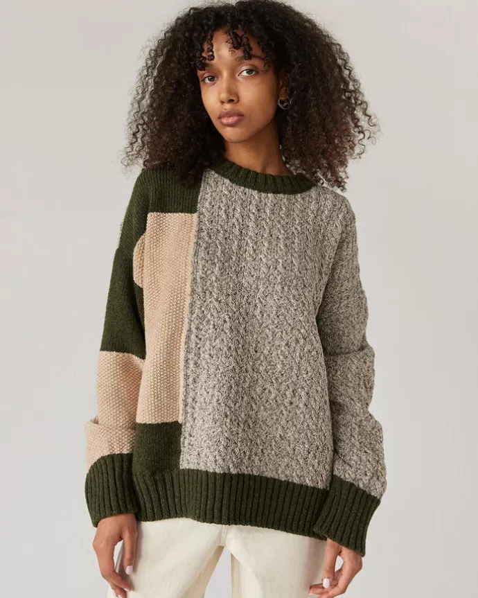 THE KNOTTY ONES Patch Merino Wool Sweater Pine Green