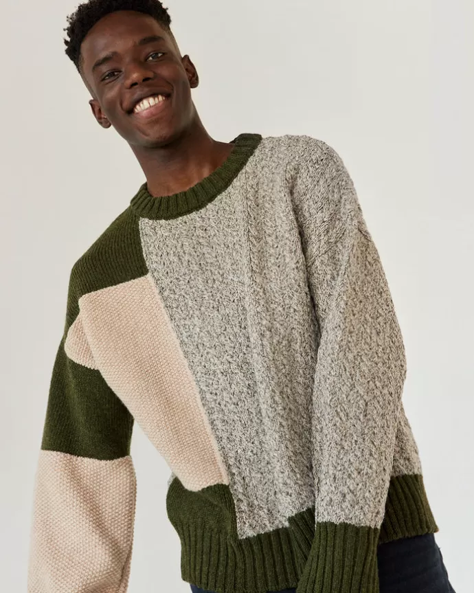 THE KNOTTY ONES Patch Merino Wool Sweater Pine Green