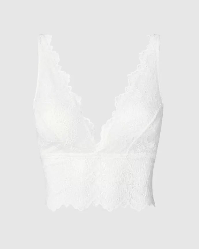 Hot UNDERSTATEMENT Pitsinen Plunge Bralette Toppi Blanche Valkoinen