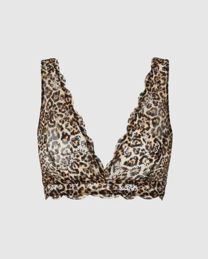 Online UNDERSTATEMENT Pre-Order Lace Plunge Bralette Gold Leopard