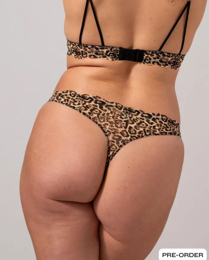 Online UNDERSTATEMENT Pre-Order Lace Thong Gold Leopard