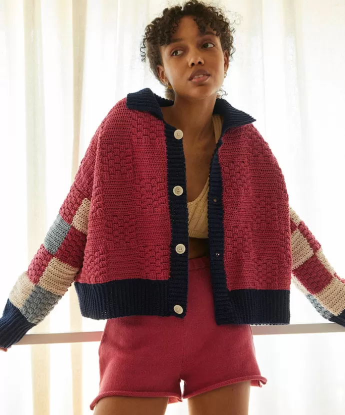 THE KNOTTY ONES Prietema Crochet Cotton Jacket Fantasy Rhubarb