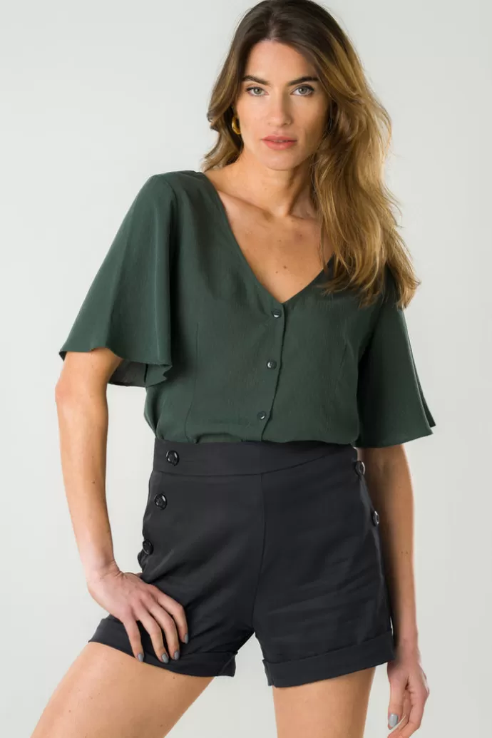 Avani Reversible Blouse Deep Green