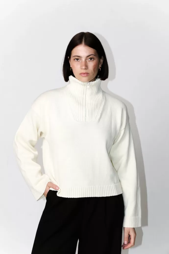 Rhea Merino Half Zip Pooloneule Cream