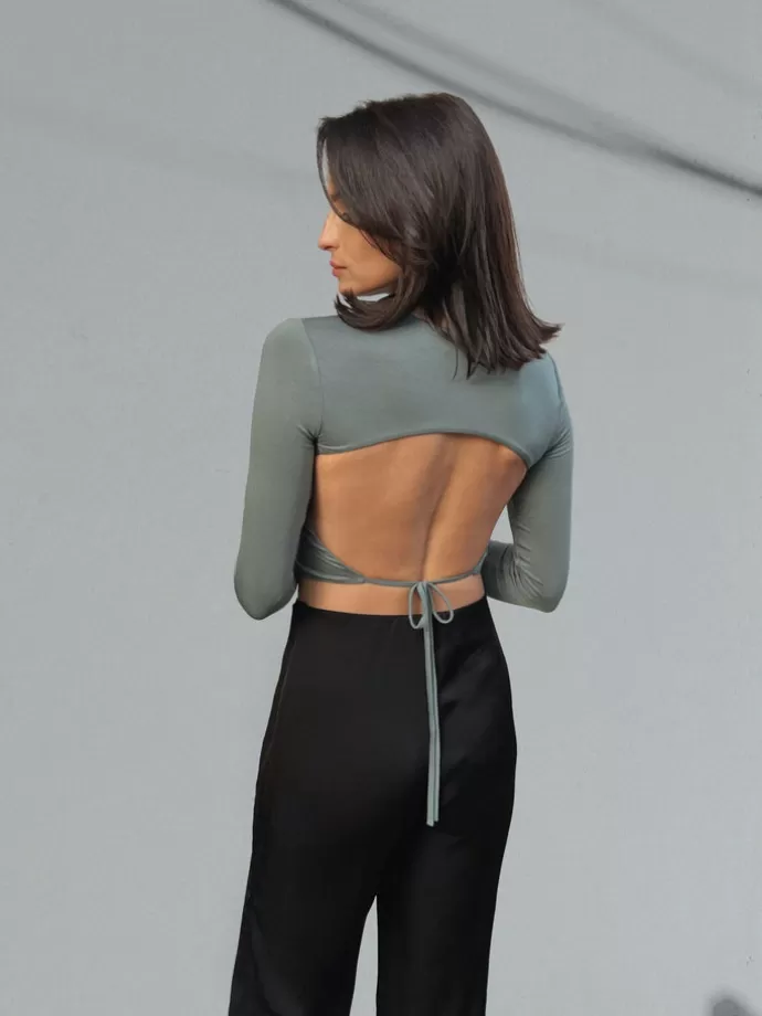 Saint Body Tied Crop Top Khaki