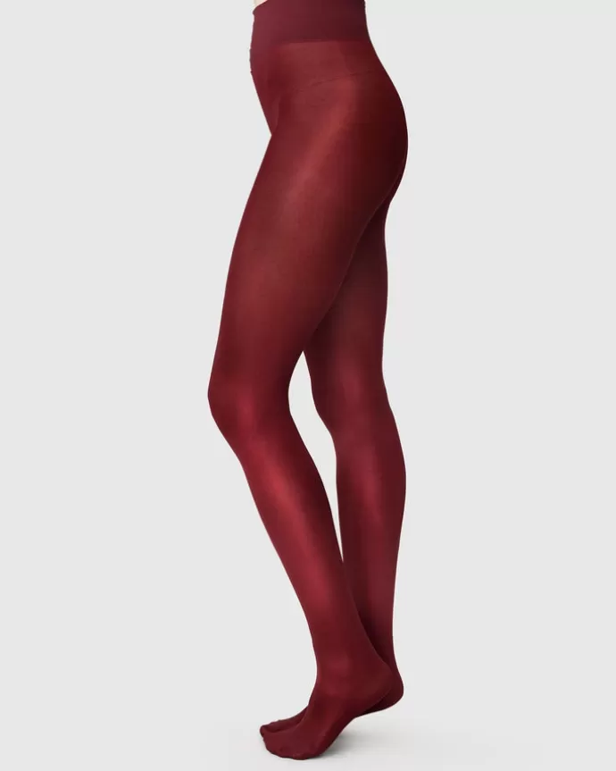 Best Sale Swedish Stockings Sanna Glossy Tights Wine