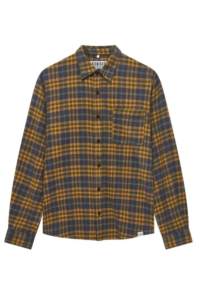 Shop KOMODO Santi Flannel Shirt China Blue