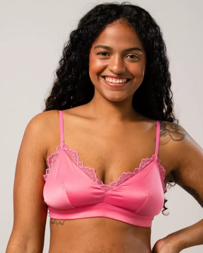 New UNDERSTATEMENT Satiini-Pitsi Bralette Bubblegum Pinkki