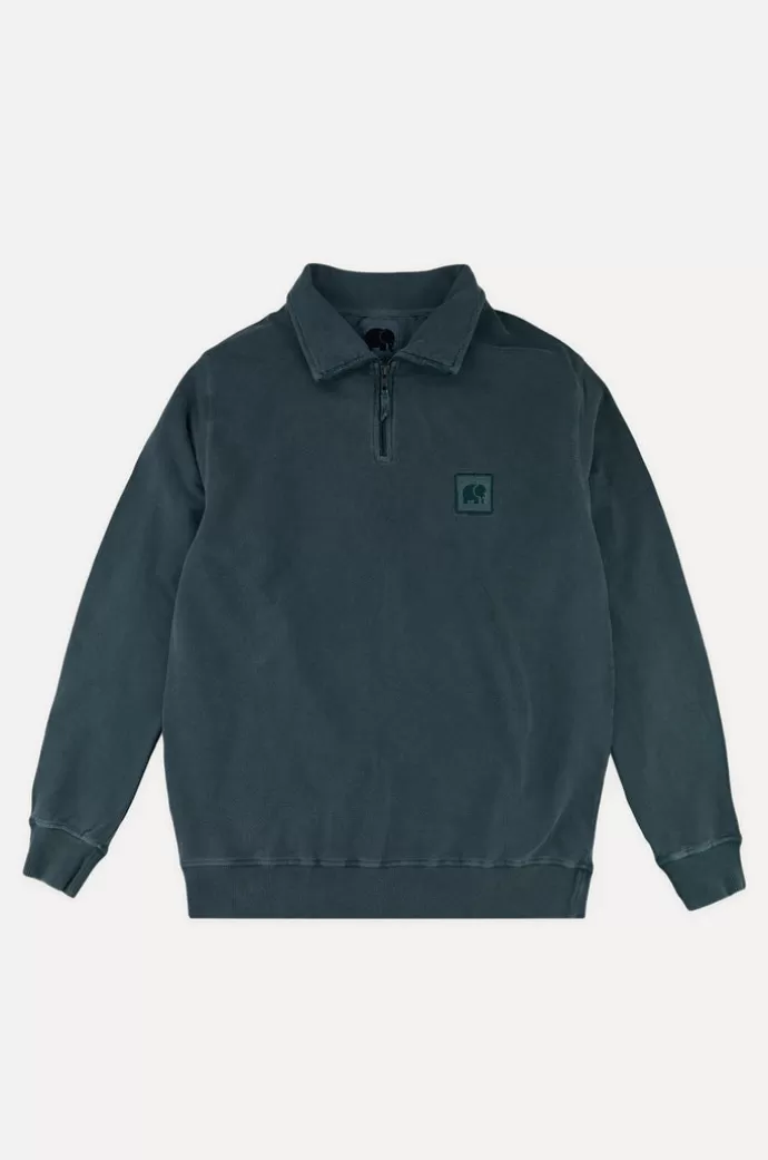 Cheap Trendsplant Sauce Pigment Dyed Half Zip Sweater Elm Green