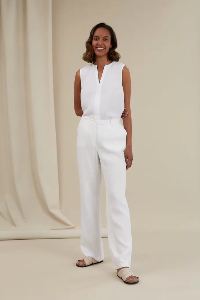 Best Sale VOGLIA Sherah Linen Trousers White