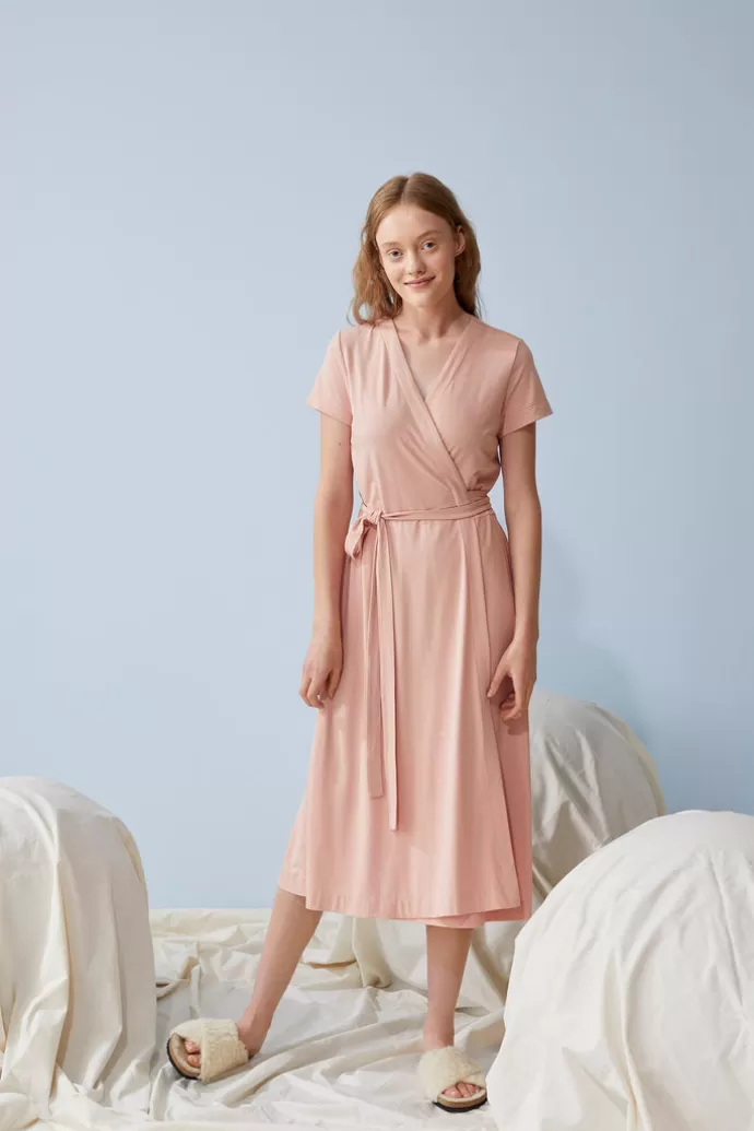 Papu Short Sleeve Wrap Dress Misty Pink